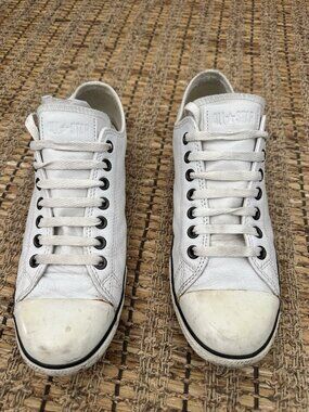 Converse Chuck Taylor All Star Men's Leather White Thin Sole 117650 RARE!